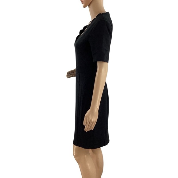 French Connection Whisper Ruth Knit Black Scallop Sheath Dress - Picture 4 of 7